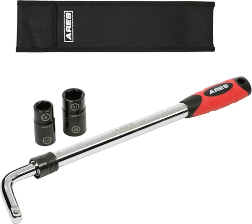 Miniatura 10 de ARES 57000 – Juego de llave de tuerca universal de 26 pulgadas con múltiples posiciones - Puntas de enchufe de 17 mm, 19 mm y 21 mm – Extremo