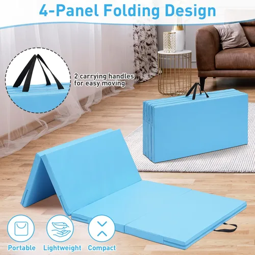 Miniatura 4 de Colchoneta de gimnasia, 3 x 6 pies, 4 x 8 pies, 2 pulgadas de grosor, plegable, para niños, para gimnasio en casa, ejercicio y juego 3x6FT-azul claro
