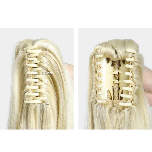 Miniatura 83 de Extensiones de cola de caballo de cabello rubio, extensiones de cola de caballo para mujer, pinza de extensiones de cabello rizado de 12 pulgadas