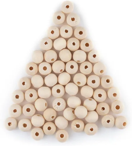 Miniatura 6 de TheBeadChest - Cuentas de madera natural sin terminar (0.394 in, juego de 60)