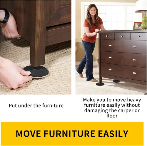 Miniatura 6 de new space - Deslizadores de muebles para alfombras, 8 piezas deslizantes redondos de 5 pulgadas para mover muebles, deslizadores móviles de muebles