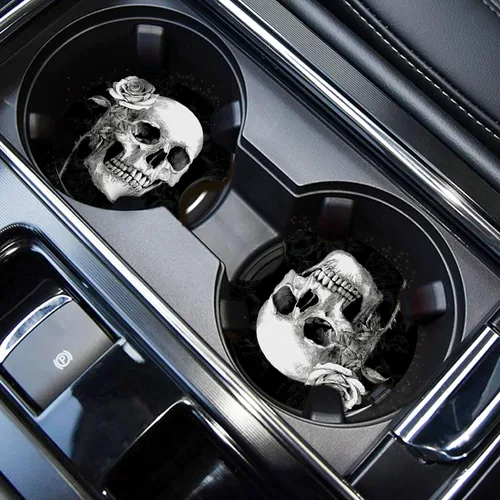 Miniatura 25 de WOCOCN Posavasos para automóvil, portavasos para automóvil, 2.75 pulgadas, antideslizantes y absorbentes, bonitos accesorios interiores para Negro
