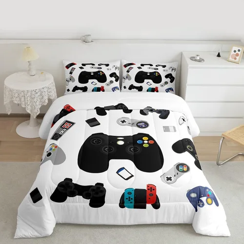 Miniatura 18 de Juego de edredón de videojuegos para niños y adolescentes, juego de ropa de cama para todas las estaciones, juego de ropa de cama