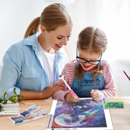 Miniatura 4 de SENQAO Kits de arte de diamantes de dragón para adultos – Kits de arte de diamantes 5D para bricolaje, pinturas de puntos de diamante con diamantes