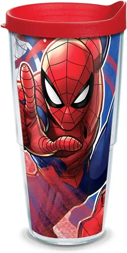Miniatura 16 de Tervis Vaso aislado de doble pared de Marvel Spider-Man Iconic hecho en Estados Unidos mantiene las bebidas frías y calientes, 16 onzas, clásico