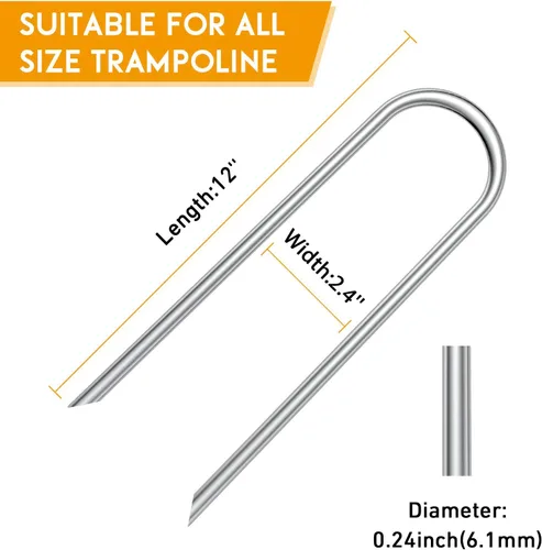 Miniatura 3 de Estacas para TráMPALINAS en forma de U Anclajes de alta resistencia de metal - Estacas largas para suelo de tráMPALINAS con protección contra
