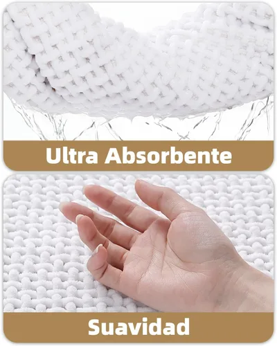 Miniatura 4 de Color&Geometry Tapete de baño con parte trasera de goma de 24 x 16 pulgadas, antideslizante, lavable a máquina, alfombra bohemia de felpilla suave