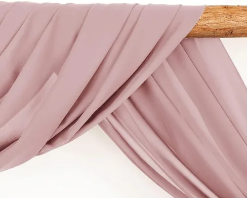 Miniatura 3 de LINXTAR Tela de Cortinaje para Arco de Boda 2 Paneles 30'' x 18FT Rosa Empolvado Gasa Chiffon Transparente Cortinaje de Arco para Cabina de Fotos
