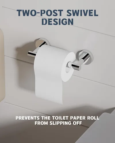 Miniatura 3 de RARXTR Soporte de papel higiénico con acabado pulido, acero inoxidable SUS304, soporte de rollo de papel higiénico giratorio de doble poste montado