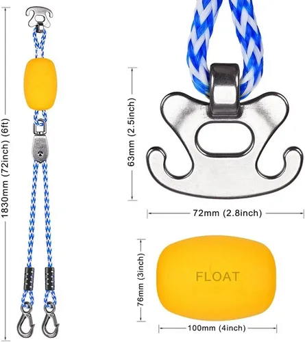 Miniatura 2 de SELEWARE Heavy Duty Boat Tow Harness for Tubing, Boat Tow Rope with Stainless Steel Quick Connector, Heavy Duty Self Centering Tow Harness for Boat