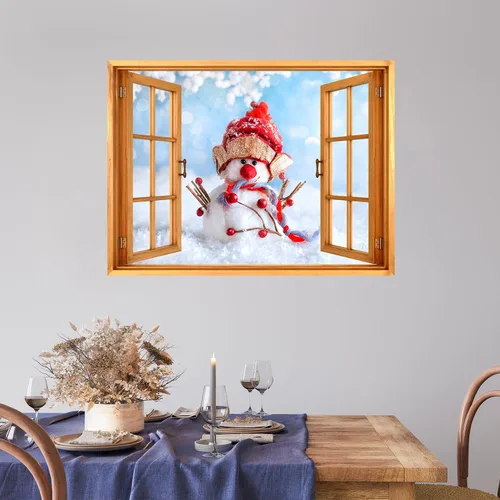Miniatura 30 de wall26 Adhesivo de Pared Papá Noel Llevando Regalos Ventana Abierta Mural, No Se Despega y No Se Pega, Papel Tapiz No Tejido Decorativo