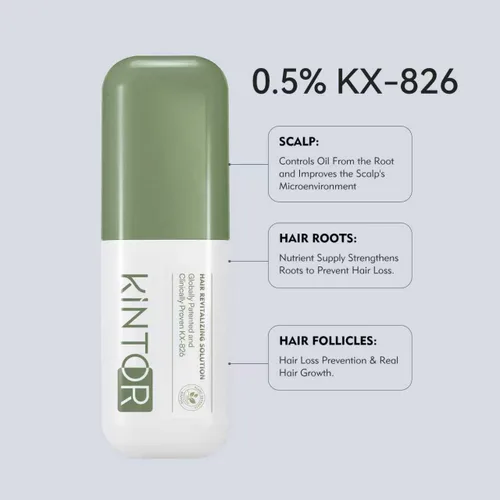 Miniatura 2 de Kintor Sueros de densidad capilar KX-826 al 0.5%, bloqueador de DHT, reparación del cabello, más grueso, fortalecedor, cabello más sano y de aspecto