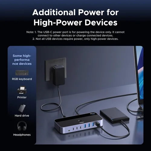 Miniatura 5 de UGREEN Interruptor USB 3.2 de 2 entradas y 7 salidas, interruptor de 10 Gbps para computadoras A o C compartiendo todos los dispositivos (4 A+3 C)