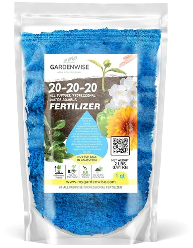 Gardenwise 20-20-20 Fertilizante Soluble en Agua – Polvo para Alimento Líquido de Plantas para Plantas de Interior y Exterior, Orquídeas, Vegetales,