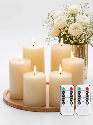 Miniatura 8 de Leelosp Paquete de 6 velas sin llama con temporizador remoto, velas parpadeantes sin llama a granel a granel LED para bodas, festivales, decoración