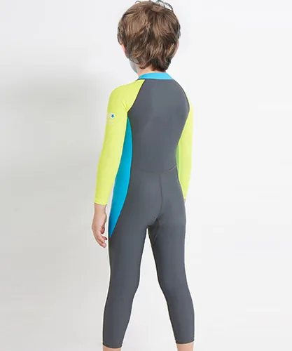 Miniatura 6 de LUCKYLUAN Traje de baño de cuerpo completo para niños y niñas, bloque de color, de una pieza, UPF 50, manga larga, protección contra erupciones