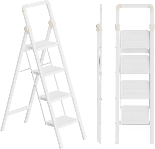 Miniatura 26 de SOLADDER Escalera de 6 escalones, taburete plegable con mango y pedal ancho antideslizante, escalera de escalera portátil de aluminio ligero