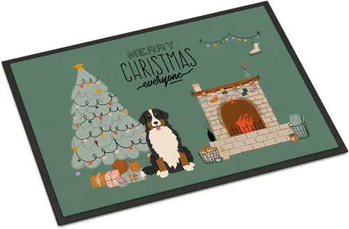 Caroline's Treasures CK7599MAT - Felpudo de Navidad para perros de montaña berneses de 18 x 27 pulgadas, tapete para puerta delantera, interior y
