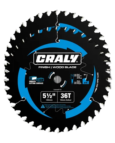 Miniatura 9 de CRALY - Hoja de sierra circular de 5-1/2 pulgadas, 36 dientes, acabado fino para corte de madera, eje de 5/8 pulgadas, punta de carburo, corte
