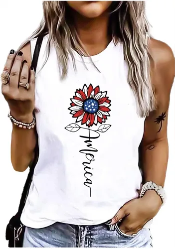 Camiseta sin mangas con la bandera estadounidense para mujer, camisetas sin mangas para el 4 de julio, camisetas patrióticas con bandera de Estados