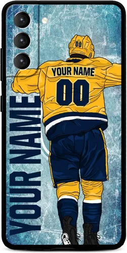 Miniatura 31 de Funda personalizada de hockey sobre hielo con nombre y número para Samsung Galaxy S22 S23 S21+ S20 Ultre S21 FE S10 S8 S9 Plus, silicona líquida