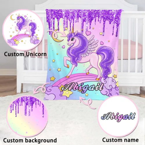 Miniatura 5 de MyPupSocks Manta Decorativa Personalizada con Nombre Personalizado Mantas para Niña Hija Nieta Manta Bonita (7 Tamaños)