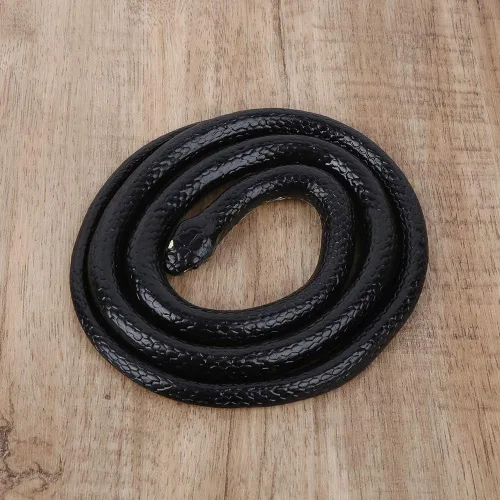 Miniatura 8 de Kikumi Soft Rubber Artificial Snake Toy, 1.25m Fake Snake Joke Toys Halloween Party Supplies (Black)