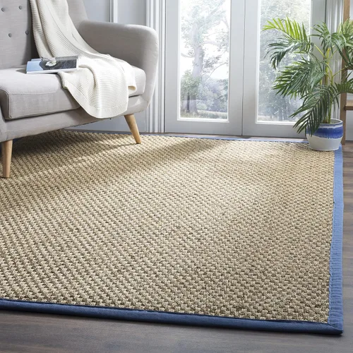 Miniatura 99 de Safavieh Natural Fiber NF114P - Alfombra redonda de hierba marina, tejido de canasta, con borde, de 244 cm, color gris Natural/ gris