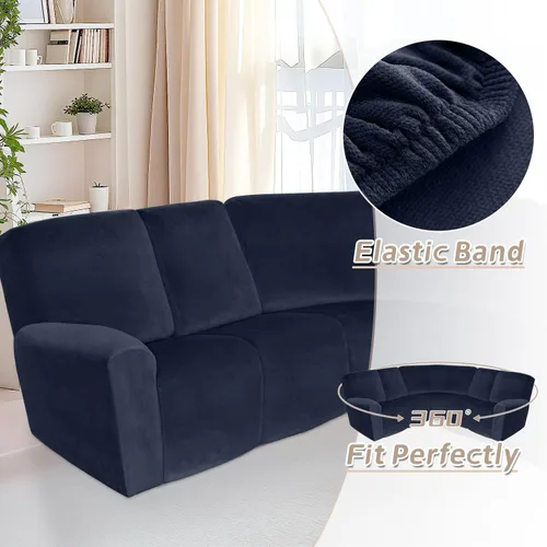 Miniatura 73 de Arfntevss Fundas de sofá seccional reclinable de terciopelo, Funda de sofá seccional de esquina para sofá reclinable, Funda elástica suave