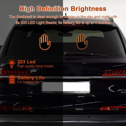Miniatura 2 de Luz de dedo para automóvil con control remoto, divertida iluminación LED de gestos con 3 modos, recordatorio de advertencia de luz de señal