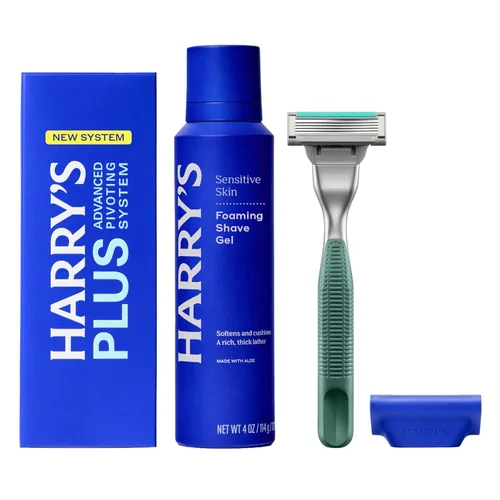 Miniatura 11 de Harry's Kit de afeitado Plus para hombres, mango premium, cartucho de hoja de afeitar, gel de afeitado espumoso y cubierta de hoja de viaje, sistema