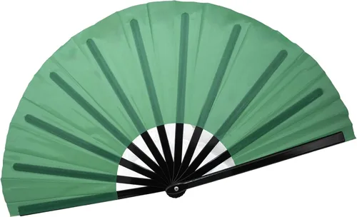 Miniatura 6 de QIRMIZI Abanico grande plegable para rave – Abanicos de tela de nailon, abanicos retro vintage para kung fu, tai chi, danza, festivales de música