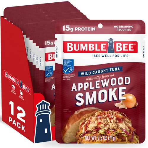 Miniatura 29 de Bumble Bee - Atún sazonado con hierbas y especias mediterráneas, sobre de 71 g - Listo para comer - Paquete de atún capturado de forma salvaje - 14