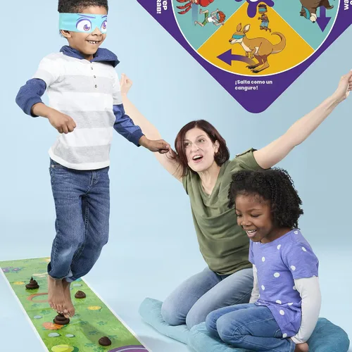 Miniatura 4 de Hasbro Gaming ¡No pises en eso! Juego preescolar I Juego de fiesta de caca con venda en los ojos Spinner con 8 divertidos movimientos de animales