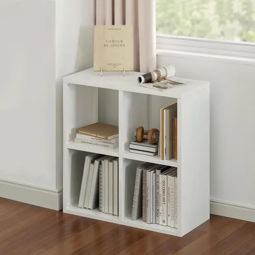 Miniatura 31 de Organizador de almacenamiento vertical de 2 cubos de metal, estantería corta negra con espalda abierta, estante de almacenamiento de cubo pequeño