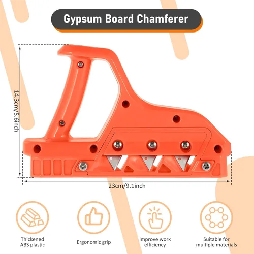 Miniatura 7 de Cortador rápido de placas de yeso, bordeadora de cartón yeso, plano de mano preciso de 45° 60° con 10 cuchillas, panel de yeso chaflán de borde