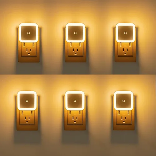 Miniatura 10 de Paquete de 6 luces nocturnas LED azules enchufables, sensor de atardecer a amanecer encendido y apagado automático, eficientes energéticamente