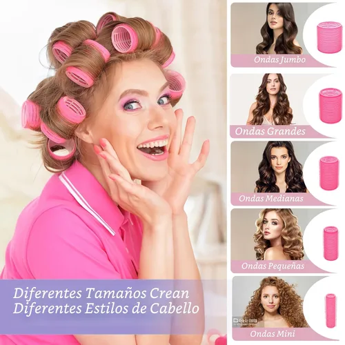 Miniatura 4 de YHOVID - Juego de rodillos de cabello, 72 piezas, rizadores para look de peinado largo y corto, 5 tamaños, 30 rodillos grandes y pequeños, 40 pinzas