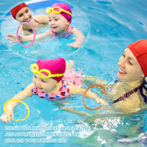 Miniatura 4 de Lewtemi 30 anillos de buceo de arco iris para piscina, juguete de buceo para niños, fácil de encontrar y agarrar, adecuado para niños y adultos, 6