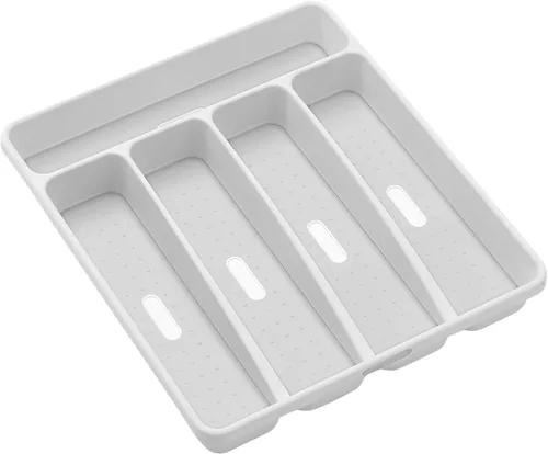 Miniatura 8 de madesmart Bandeja de cubiertos, organizador de cubiertos de 5 compartimentos para tenedores, cuchillos y cucharas, antideslizante, forro de agarre