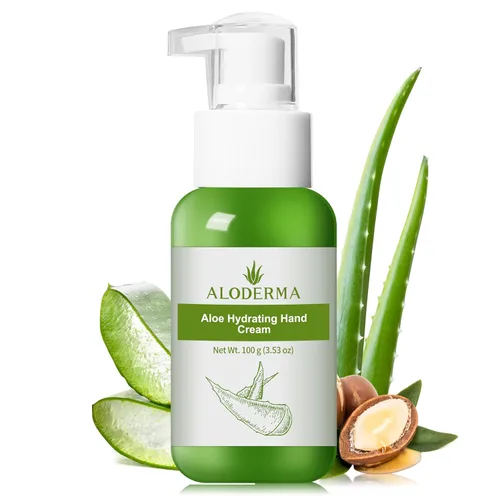 Aloderma Crema hidratante de manos de aloe, tamaño de viaje de 3.5 onzas, crema de manos suave no grasa para manos secas y agrietadas, loción ligera