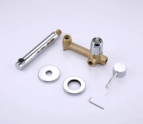 Miniatura 6 de SUMERAIN Grifo de montaje en pared para fregadero de baño, grifo de baño cromado moderno con válvula de latón Cromo