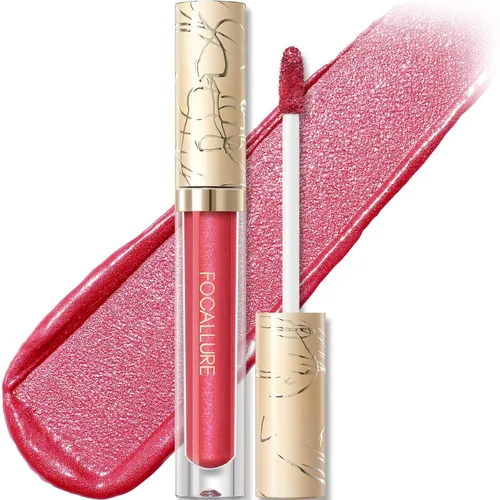 Miniatura 13 de FOCALLURE Lápiz labial líquido metálico, brillo de labios no pegajoso, color de labios de alto impacto con resistencia a la transferencia, BR01