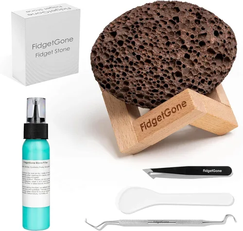 Elige piedra para aliviar la ansiedad, elige piedra calmante para pelar, reduce el estrés, kit de piedras exigentes con soporte de exhibición para