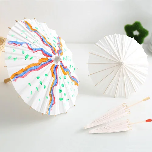 Miniatura 3 de Paraguas de papel blanco, paraguas de papel decorativo, paraguas de papel de pintura a mano para boda, fiesta nupcial, decoración de escenario, foto