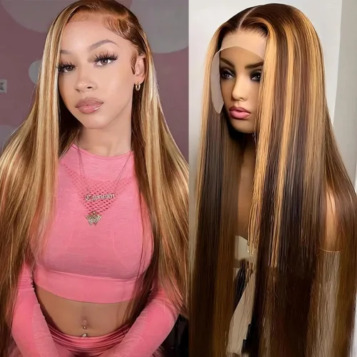 Miniatura 25 de GZX Peluca de cabello humano 613 con encaje frontal transparente HD de 13 x 4 pulgadas, pelucas de cabello humano lacio con encaje frontal, densidad
