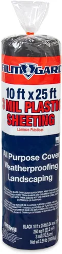 Film-Gard 626132 Lámina de plástico para consumo, 10 pies de ancho x 25 pies de largo x 3 mil de grosor, negro