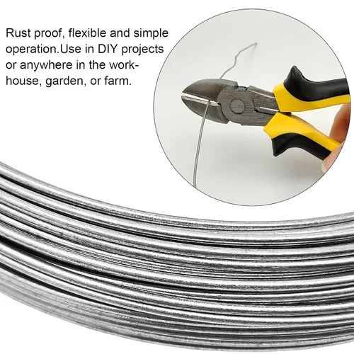Miniatura 3 de Alambre sólido galvanizado de calibre 19, alambre de pasatiempo galvanizado de 98 pies, alambre de acero multiusos ideal para manualidades