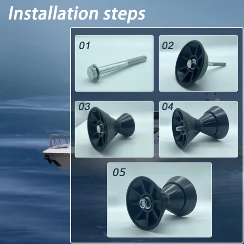 Miniatura 5 de Rodillo de arco de 4 pulgadas para remolque de barco con radios para eje de 1/2 pulgadas Negro