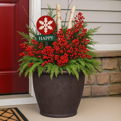 Miniatura 8 de Sunnydaze Anjelica - Maceta grande de plástico para plantas, maceta grande de plástico de doble pared para exteriores con agujeros de drenaje Óxido